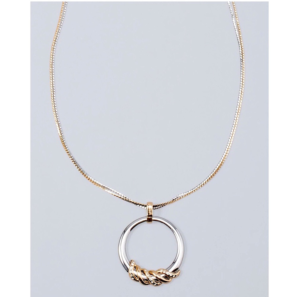WHBM TWISTED PENDANT PAVÉ NECKLACE